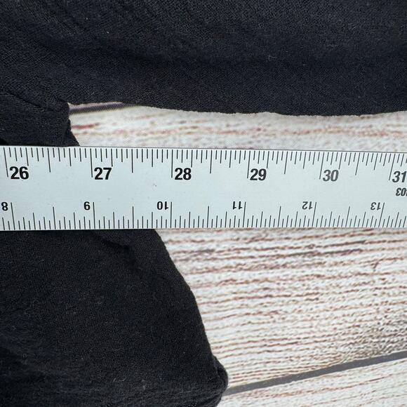 Free People Oversized Boxy Peplum Top Blouse Womens XS Black Rough Hem - Picture 11 of 12